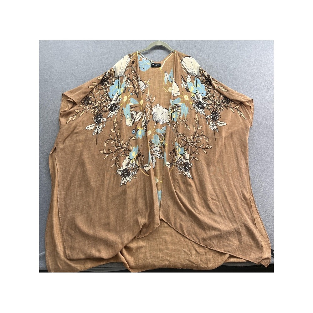 Marcus Adler Kimono Blouse Women's One Size Brown Blue Floral Lightweight Boho